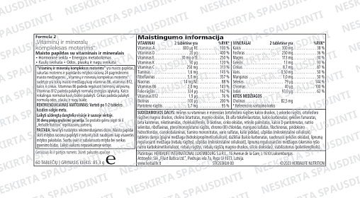 Formula 2 – vitaminų ir mineralų kompleksas moterims