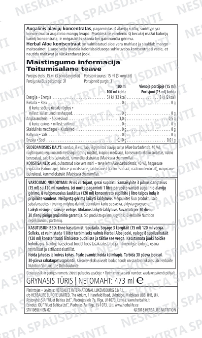 Koncentratas Herbal Aloe, mangų skonio