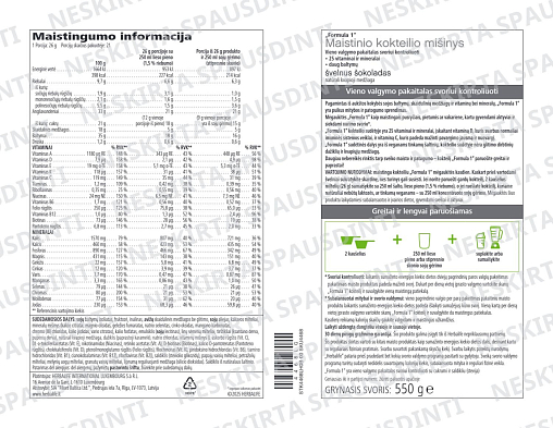 Baltyminis kokteilis Formula 1 Švelnus šokoladas