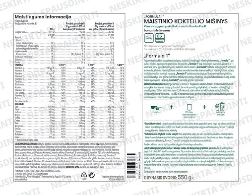 Baltyminis kokteilis Formula 1 bananinio kremo